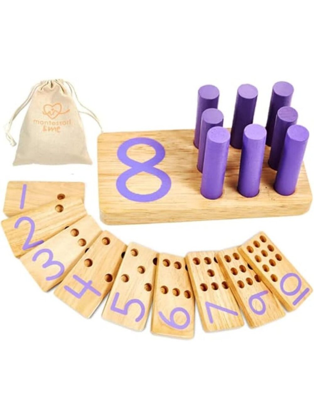 Montessori Counting Peg Board - Wooden Math Manipulatives for Kids Learning